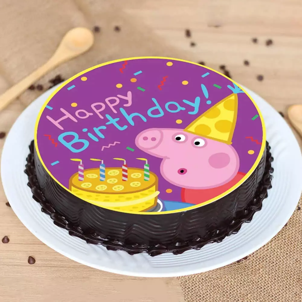 Cartoon Themed Peppa Pig Chocolate Poster Cake