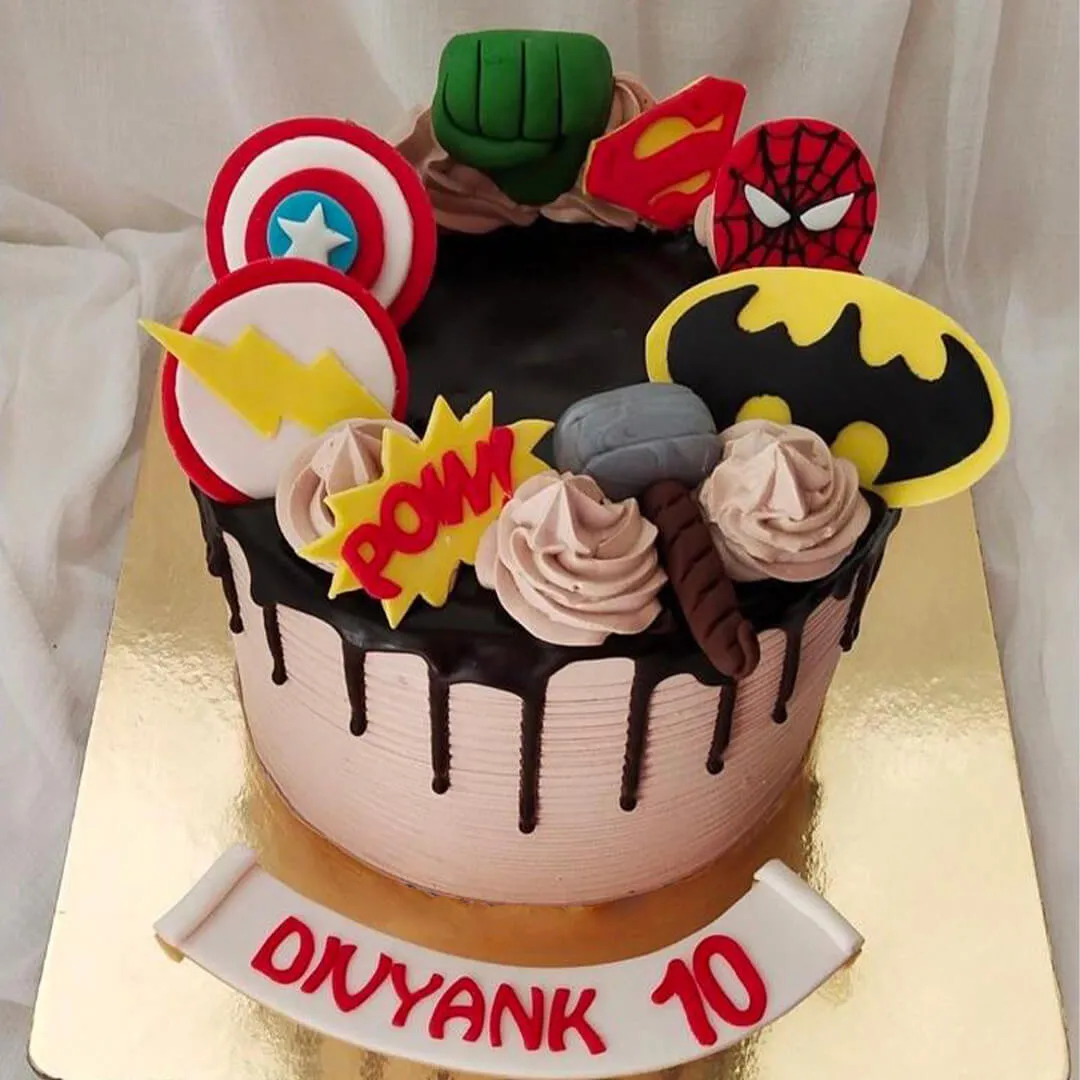 Avengers Chocolate Drip Cake