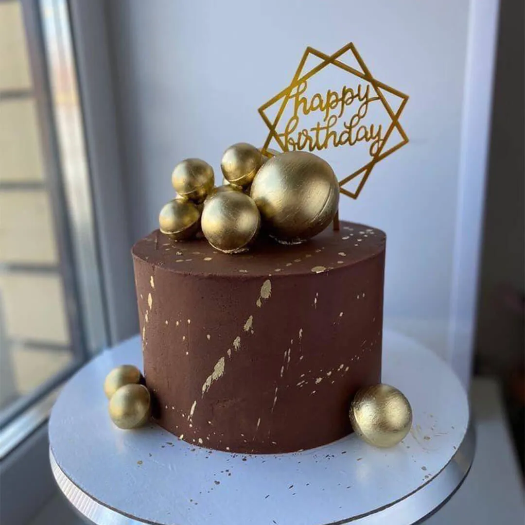 Golden Faux Ball Chocolate Cake