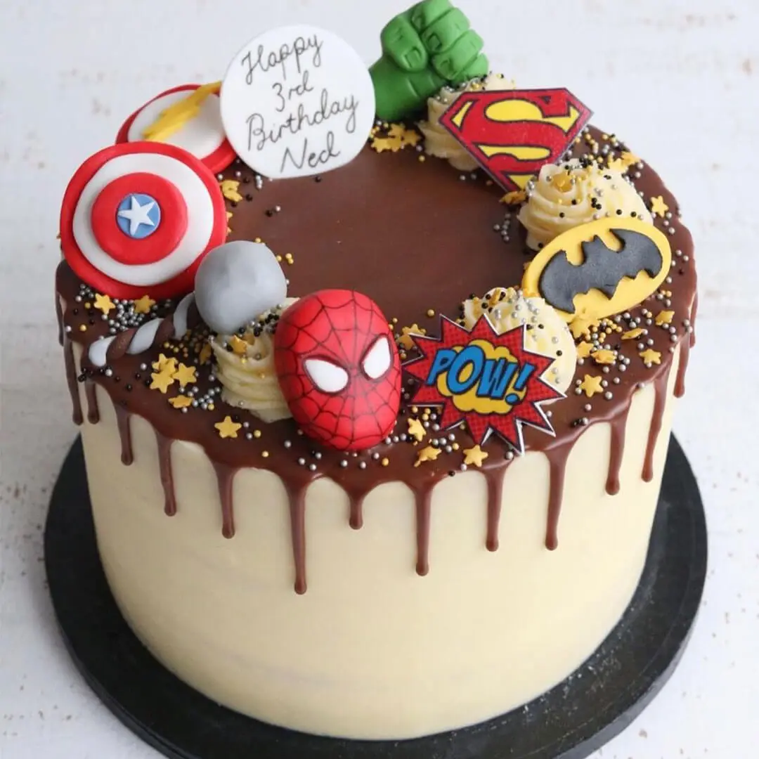 Super Heroes Theme Birthday Cake