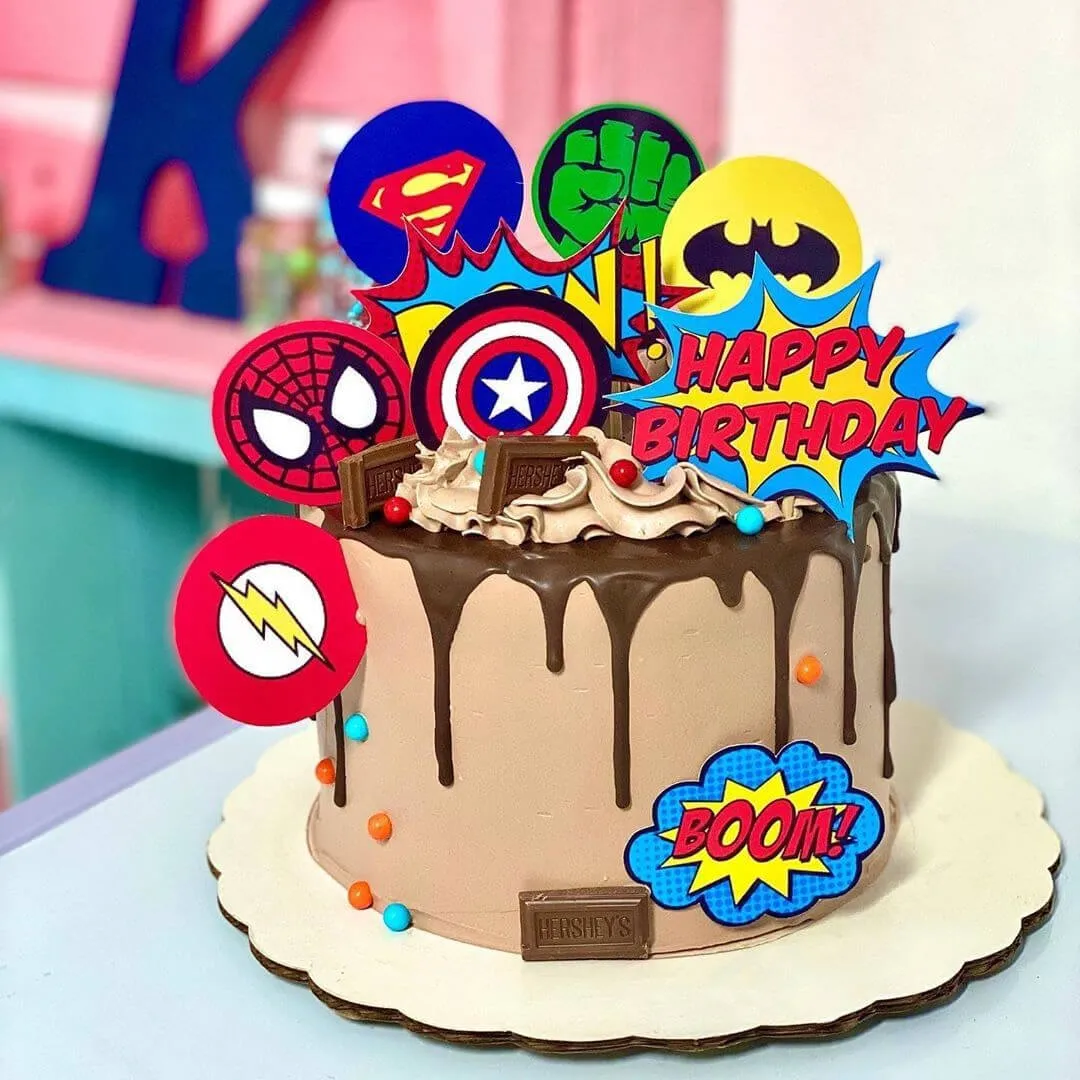 Avengers Chocolate Loaded Drip Birthday Cake